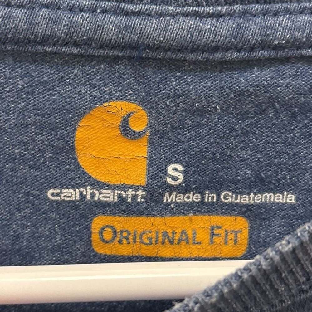 Vintage Y2K‎ Carhartt Mens Faded Spell Out Long Sleeve T-Shirt Heather Blue - Picture 2 of 4